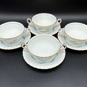 Minton Downing Cream Soup Bowl Saucer Sets(Set of 4) Bone China England